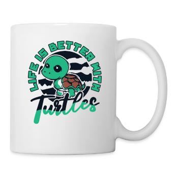 La vie est meilleure avec les tortues tortue - Mug blanc - blanc - Droite