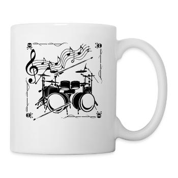 Drums Music Notes Drumming Drummer Musician Drum - Mug - white - Right