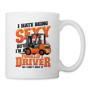 Sexy Gabelstaplerfahrer, Lagerlogistik - Tasse - Weiß - Rechts