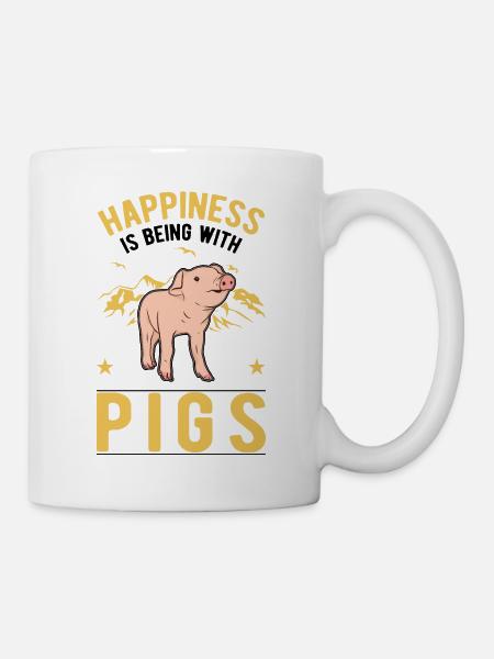 SchweineHappiness is being with Pigs - Mug - white