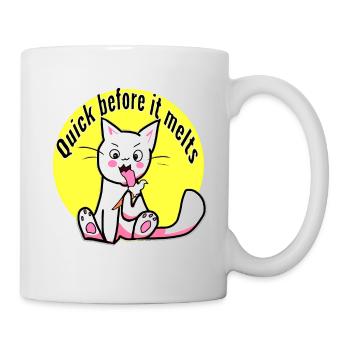 Cute kitten eating ice cream quick before it melts - Mug - white - Right