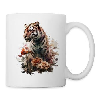 Tiger Geschenk Zoo Tier Tierliebhaber Motiv Kopf - Tasse - Weiß - Rechts