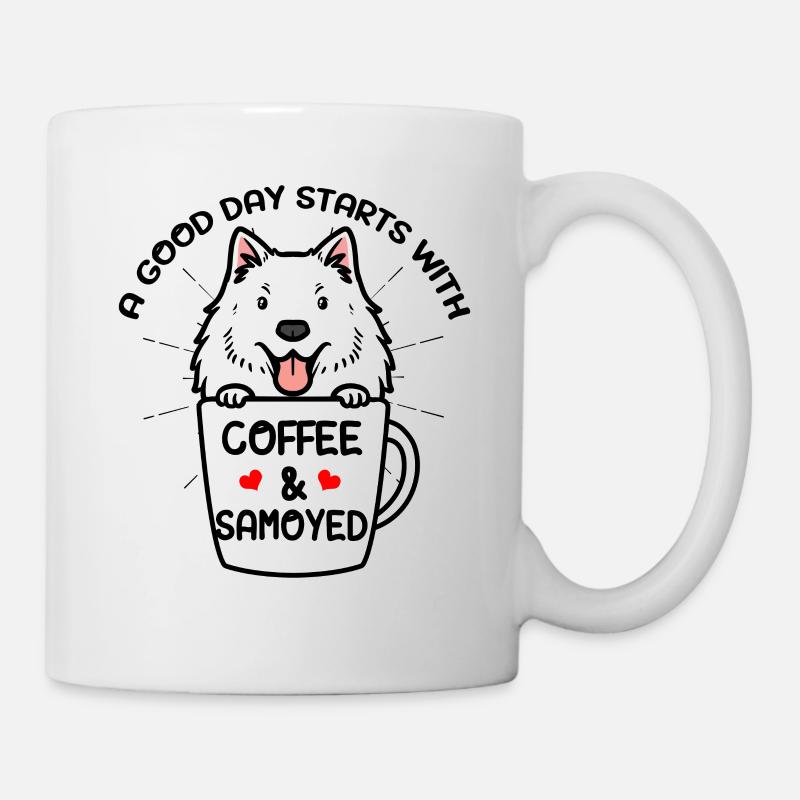 Kaffee Und Samojede Hund Samojedenspitz - Tasse - Weiß