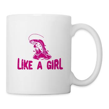 Je sais que je pêche comme une fille - Mug blanc - blanc - Droite