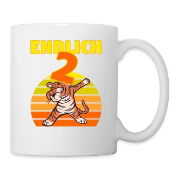 2 Geburtstag Löwe Tiger witzig 2 Jahre Junge - Tasse - Weiß - Rechts