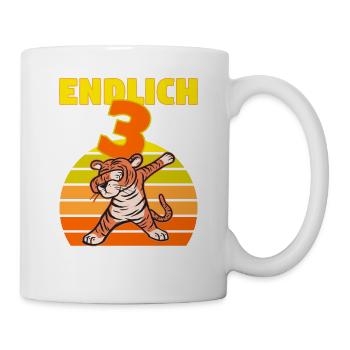 3 Geburtstag 3 Jahre Löwe Tiger witzig Junge - Tasse - Weiß - Rechts