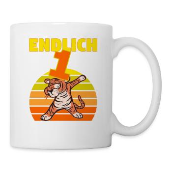 1 Geburtstag Löwe Tiger witzig 1 Jahre Junge - Tasse - Weiß - Rechts