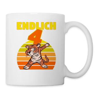 Tiger 4 Geburtstag 4 Jahre Löwe witzig Junge - Tasse - Weiß - Rechts
