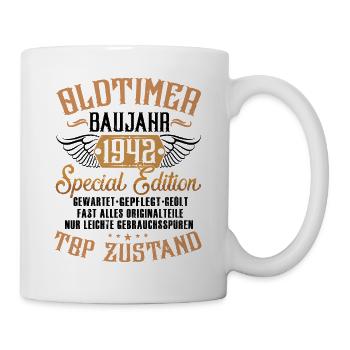 Oldtimer Baujahr 1942 Geboren Geburtstag Geboren - Tasse - Weiß - Rechts