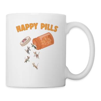 Happy Pills Devon Rex Cat Funny Kitten Lover Wortspiel - Tasse - Weiß - Rechts