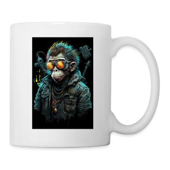 Punk Affe mit Sonnenbrille - Tasse - Weiß - Rechts