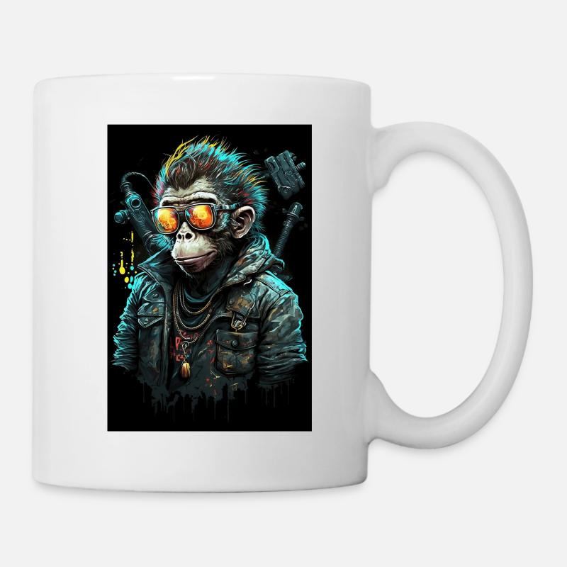 Punk Monkey With Sunglasses - Mug - white