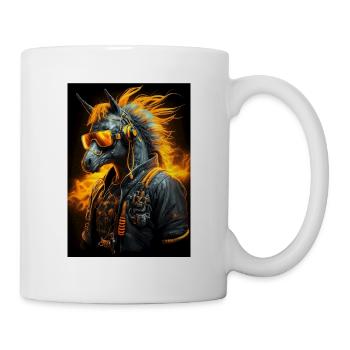 Cooles Biker-Pferd - Tasse - Weiß - Rechts