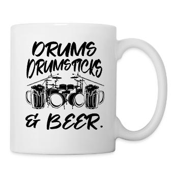 Drums, Drumsticks & Beer - Drummer Drum Instrument - Mug - white - Right