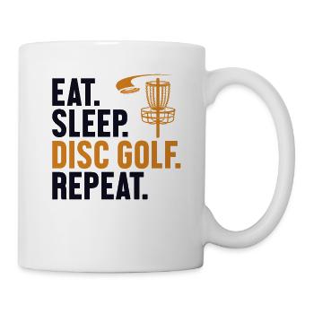 Eat Sleep Disc Golf Repeat Disc Golfer Frisbee - Tasse - Weiß - Rechts