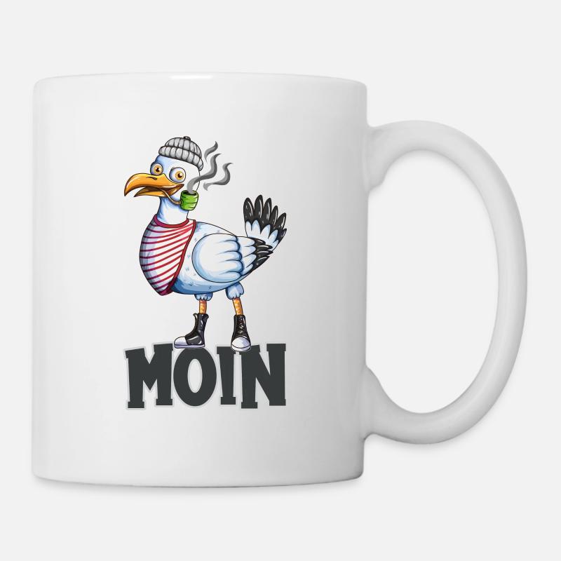 Plattdeutsche Möwe Moin Spruch Nordsee Liebhaber - Tasse - Weiß