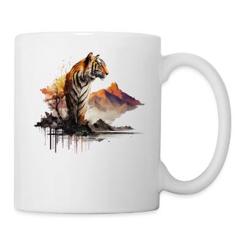 Tiger Kunst Geschenk Geburtstagsgeschenk Tiere - Tasse - Weiß - Rechts