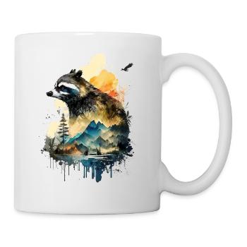 Waschbär Tiermotiv Waldtiere Wildtiere Lustig - Tasse - Weiß - Rechts