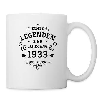Legenden sind 1933 geboren 90. Geburtstag Geschenk - Tasse - Weiß - Rechts