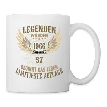 Geschenk zum 57. Geburtstag 1966 Legende Herren - Tasse - Weiß - Rechts