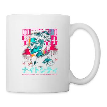 Cyber Girl Tokyo - Nachtstadt - Tasse - Weiß - Rechts
