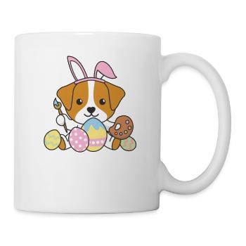 happy easter cute jack rusll Easter dogs - Mug - white - Right