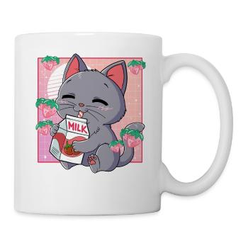 Kawaii Katze Erdbeermilch - Tasse - Weiß - Rechts