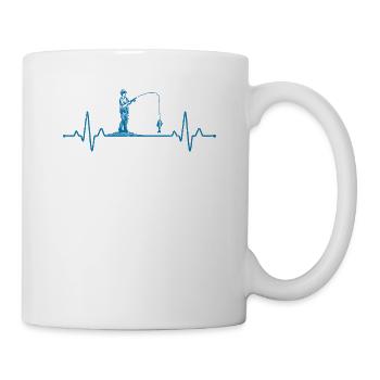 Fliegenfischen Herzschlag EKG Pulslinie Tiefsee - Tasse - Weiß - Rechts