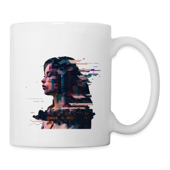 Portrait einer Frau mit einer Stadt - Tasse - Weiß - Rechts