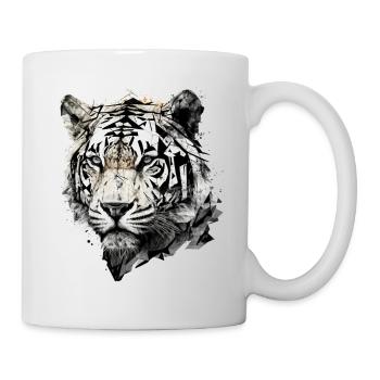 Tiger Tiere Geschenk Mann Kunst Bunt Tiermotiv - Tasse - Weiß - Rechts