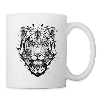 Tiger Tiere Geschenk Mann Kunst Bunt Tiermotiv - Tasse - Weiß - Rechts