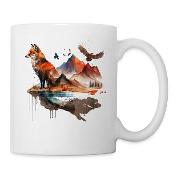 Tierliebhaber Geschenkidee Fuchs Rotfuchs Kunst - Tasse - Weiß - Rechts