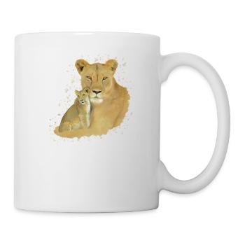 Lionne + Bébé - Gros Chat - Chat - Afrique - Mug blanc - blanc - Droite