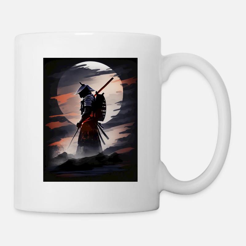 Guerrier samouraï japonais la nuit - Mug blanc - blanc