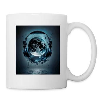 Moon Wearing Headphones - Mug - white - Right