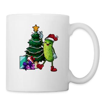 Weihnachten - Cartoon Weihnachts Gurke - Tasse - Weiß - Rechts