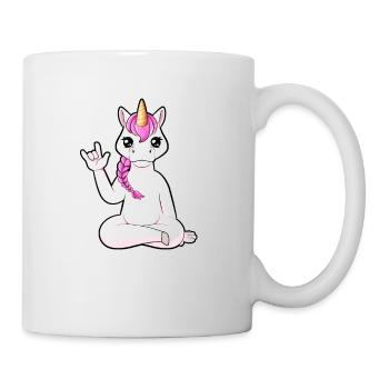 Cartoon Unicorn Shows I Love You - Mug blanc - blanc - Droite