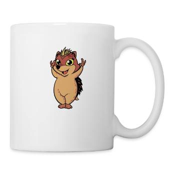 Cartoon Igel zeigt Ich Liebe Dich - Tasse - Weiß - Rechts