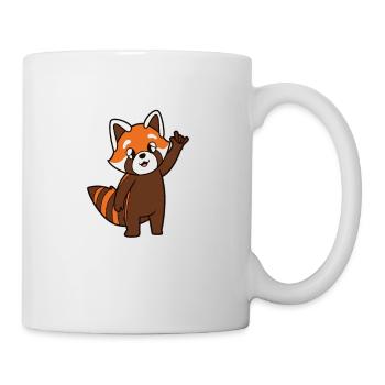 Cartoon Red Panda Shows I Love You - Mug - white - Right