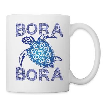 Tortue de mer tribale bleue polynésienne Bora Bora - Mug blanc - blanc - Droite