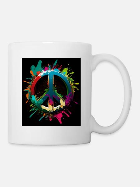 Abstraktes Friedenssymbol - Tasse - Weiß