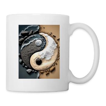 Yin und Yang Symbol am Strand - Tasse - Weiß - Rechts