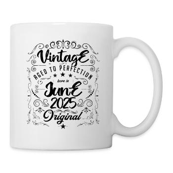 Vintage Né(e) en Juin 2025. anniversaire juin 2025 - Mug blanc - blanc - Droite