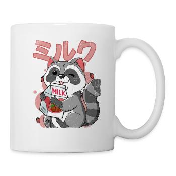 Kawaii Raccoon Strawberry Milk - Mug - white - Right