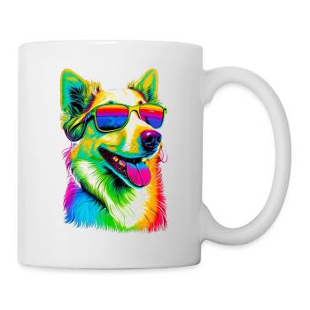 Super mignon Retro Rainbow Summer Corgi Corgeek Art - Mug blanc - blanc - Droite