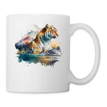 Kunstwerk Tiger Kunst Tiermotiv Tier Zoo Raubkatze - Tasse - Weiß - Rechts