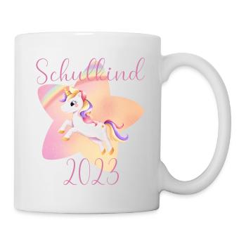 Schulkind 2023 Einhorn - Tasse - Weiß - Rechts