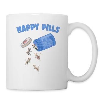 Happy Pills Devon Rex Katze Lustiges Kätzchen Liebhaber - Tasse - Weiß - Rechts