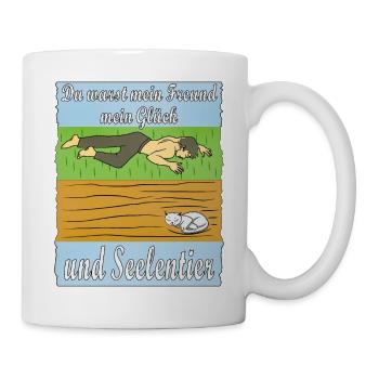 MENSCH TRAURIG KATZE - Tasse - Weiß - Rechts