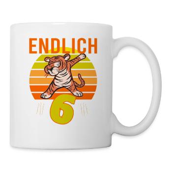 6 Geburtstag 6 Jahre Löwe dabbing Tiger witzig dab - Tasse - Weiß - Rechts